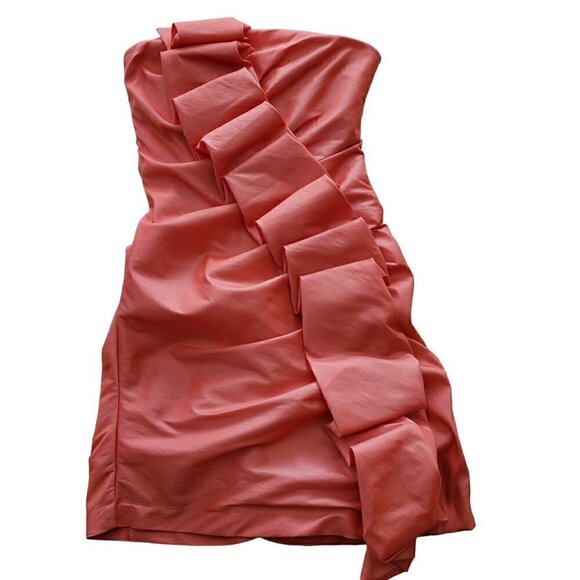 CORAL STRAPLESS DRESS SIZE 3 - Picture 4 of 8